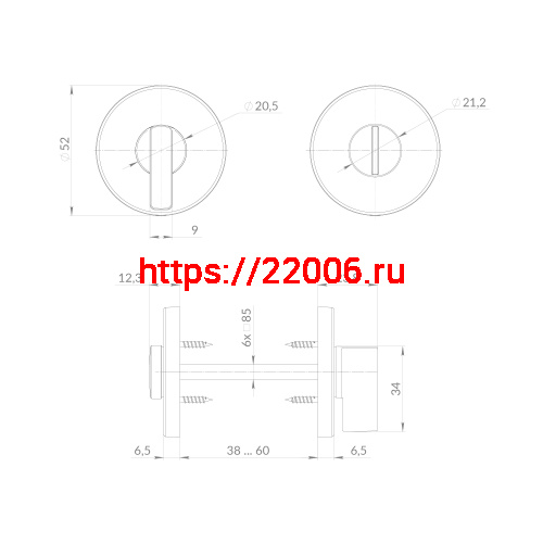 Ручка Punto (Пунто) поворотная BK6.R.EST.R52.JOY SSG-39 сатинированное золото фото 3