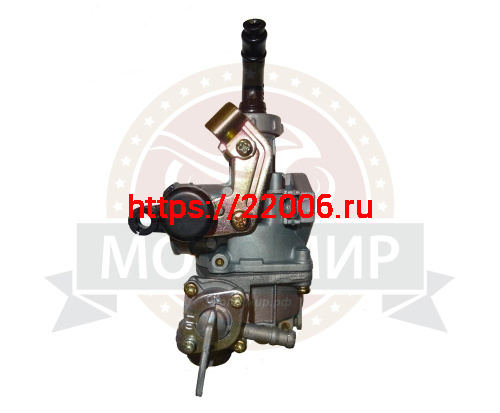 Карбюратор PZ20 Альфа 110 см3 (с бензокраном) флажок под трос со стороны крана (справа) d20мм D32мм фото 4