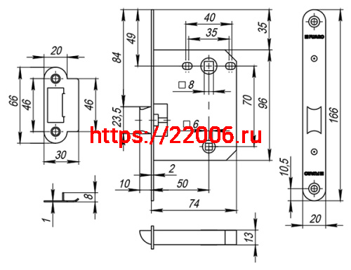 Защелка Fuaro (Фуаро) врезная PLASTP82-50 (P82-50) AB бронза фото 3 Защелка Fuaro (Фуаро) врезная PLASTP82-50 (P82-50) AB бронза фото 3