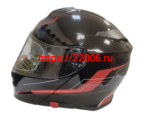 Шлем модуляр COBRA EC H271, черный/красный, черный/лайм, черный/оранжевый FOSH, размер M фото 3