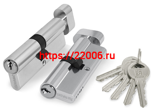 Цилиндровый Fuaro (Фуаро) механизм (100 ZM/60) 1000ZMKnob60(25+10+25) CP хром 5Key с вертушкой