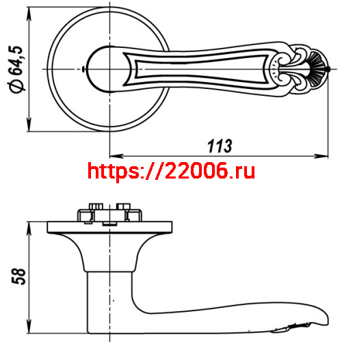 Ручка Punto (Пунто) защелка DK637 AB-PS (6037 AB-P) (без фик.) бронза фото 3