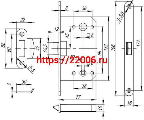 Защелка Fuaro (Фуаро) PLASTP96WC-50 (P96WC-50) CP хром фото 3