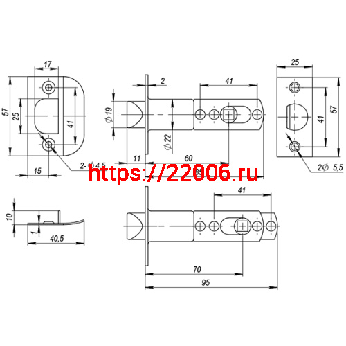 Ручка Ajax (Аякс) защелка DK682 BL-ET (6082 BL-E) (кл./фик.) черный фото 3