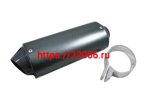 Глушитель эллипс серый с кронштейном 32мм Глушитель эллипс серый с кронштейном 32мм