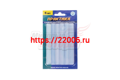 Клей для клеевого пистолета "Практика" 11х100 мм, 6 шт.(641-589) Клей для клеевого пистолета "Практика" 11х100 мм, 6 шт.(641-589)