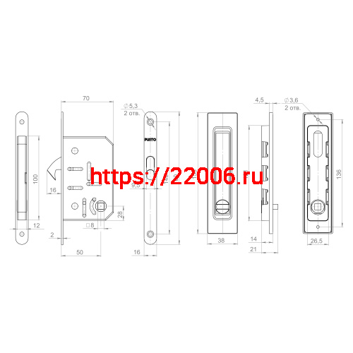 Защелка Punto (Пунто) с ручками для раздвижных дверей SH.SLQ152.011 (Soft LINE SLQ-011) BL черный фото 3 Защелка Punto (Пунто) с ручками для раздвижных дверей SH.SLQ152.011 (Soft LINE SLQ-011) BL черный фото 3