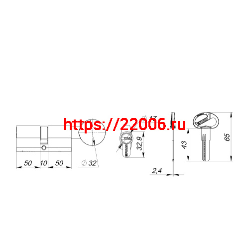 Цилиндровый Fuaro (Фуаро) механизм (D-PRO502-8/110) D-PRO5002-8Knob110(50+10+50) CP хром 5+1Key с верт. перекод. фото 3