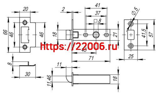 Защелка Fuaro (Фуаро) врезная PLASTP12-45-25 WH белый фото 3