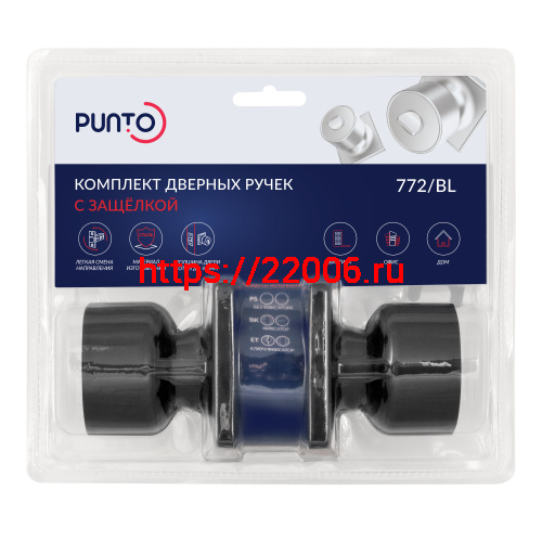 Ручка Punto (Пунто) защелка DK772/BL BL-ET (кл./фик.) черный фото 2