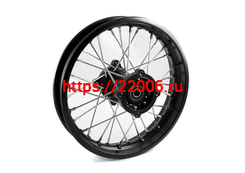 Диск колеса задний стальной на спицах 1.85 - 14" обод черный, дисковый тормоз ось 15мм Питбайк Диск колеса задний стальной на спицах 1.85 - 14" обод черный, дисковый тормоз ось 15мм Питбайк