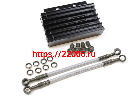 Радиатор масляный черный с монтажным комплектом и шланги CNC Радиатор масляный черный с монтажным комплектом и шланги CNC