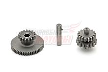 Вал промежуточный привода электростартера(двойной)в компл. с шестер(двойной)(17/60+17/16 зуб, для электр-в на 11 шлицев)157FMI-167FMM