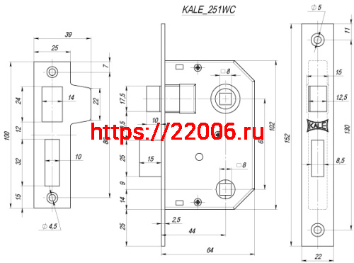 Защелка Kale kilit (Кале килит) врезная 251 WC (44 mm) (латунь), прав. фото 3 Защелка Kale kilit (Кале килит) врезная 251 WC (44 mm) (латунь), прав. фото 3