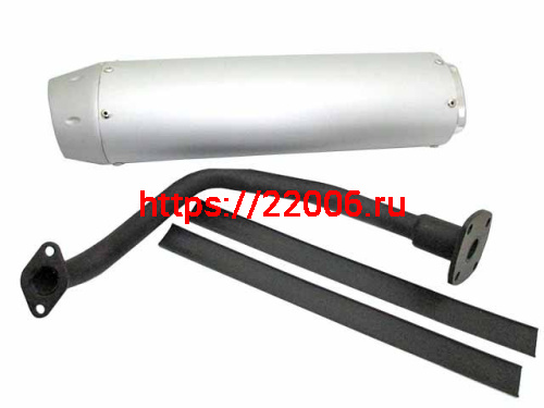 Глушитель 4т 152QMI, 157QMJ 125/150сс (алюминиевый овальный бочонок и колено) Глушитель 4т 152QMI, 157QMJ 125/150сс (алюминиевый овальный бочонок и колено)